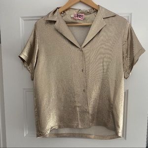MAJE Gold Silk Button Down tshirt